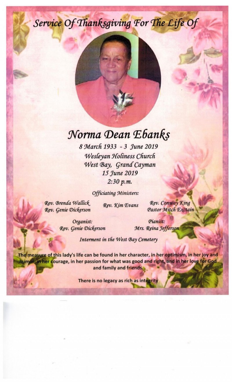 Norma Dean Ebanks - Thanksgiving - June 2019